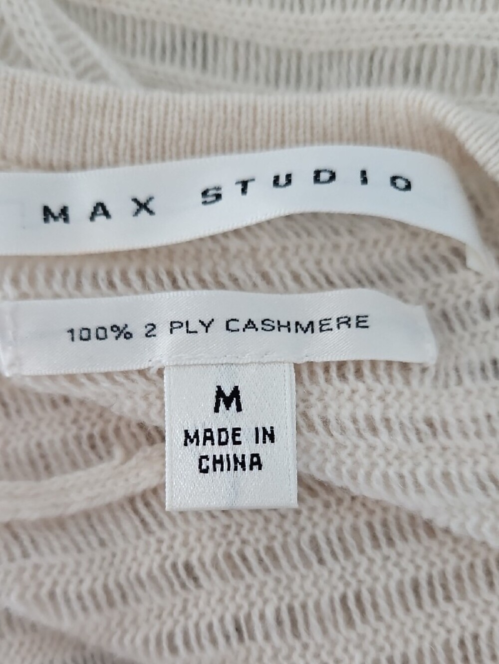 Max Studio Cream Open-Front Ribbed Cashmere Cardigan - Picture 10 of 11